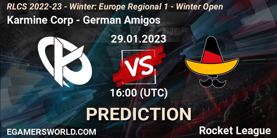 Karmine Corp contre German Amigos : prédiction de match. 29.01.23. Rocket League, RLCS 2022-23 - Winter: Europe Regional 1 - Winter Open