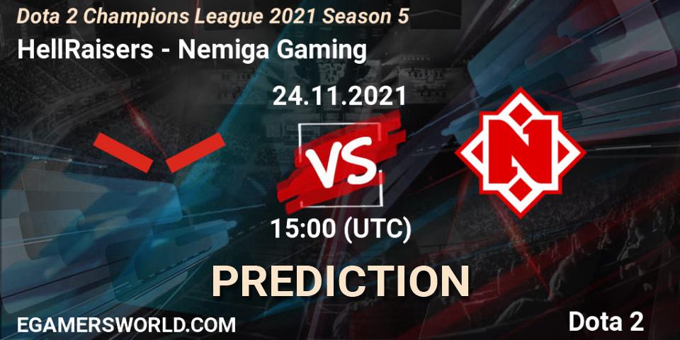 HellRaisers contre Nemiga Gaming : prédiction de match. 24.11.2021 at 12:03. Dota 2, Dota 2 Champions League 2021 Season 5