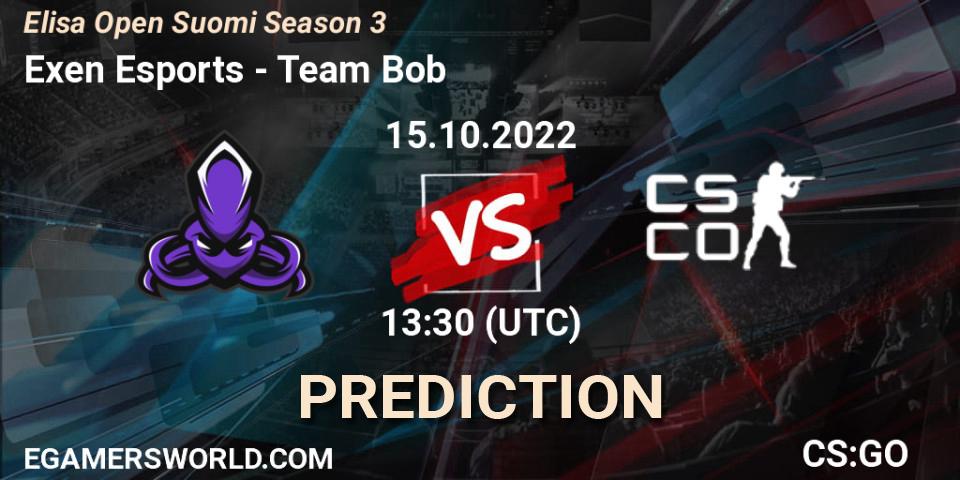 Exen Esports contre Team Bob : prédiction de match. 15.10.22. CS2 (CS:GO), Elisa Open Suomi Season 3