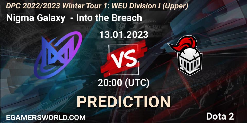 Nigma Galaxy contre Into the Breach : prédiction de match. 13.01.2023 at 19:54. Dota 2, DPC 2022/2023 Winter Tour 1: WEU Division I (Upper)