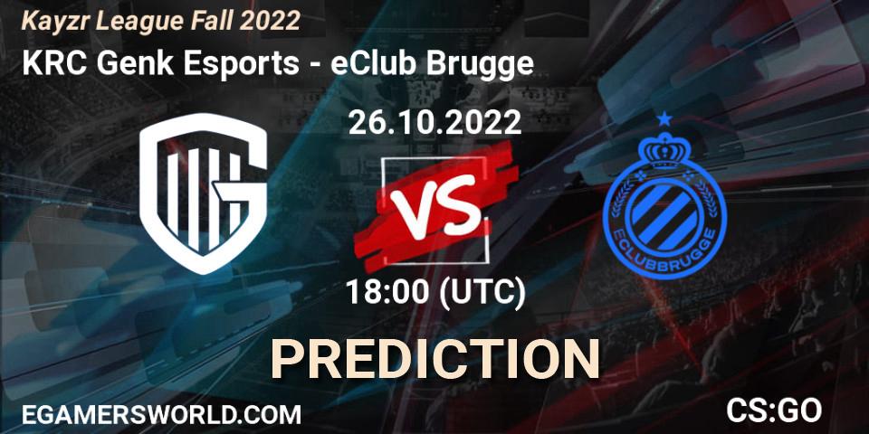 KRC Genk Esports contre eClub Brugge : prédiction de match. 26.10.2022 at 18:00. Counter-Strike (CS2), Kayzr League Fall 2022