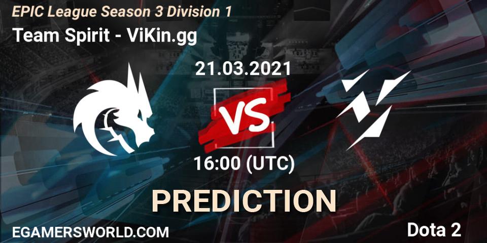 Team Spirit contre ViKin.gg : prédiction de match. 21.03.2021 at 16:00. Dota 2, EPIC League Season 3 Division 1