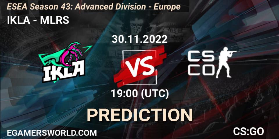 IKLA contre MLRS : prédiction de match. 30.11.22. CS2 (CS:GO), ESEA Season 43: Advanced Division - Europe