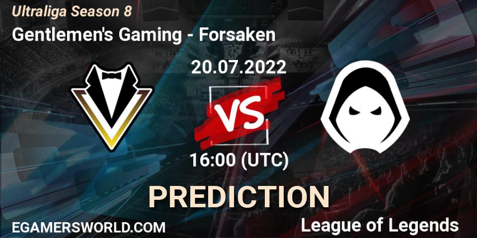 Gentlemen's Gaming contre Forsaken : prédiction de match. 20.07.2022 at 16:00. LoL, Ultraliga Season 8