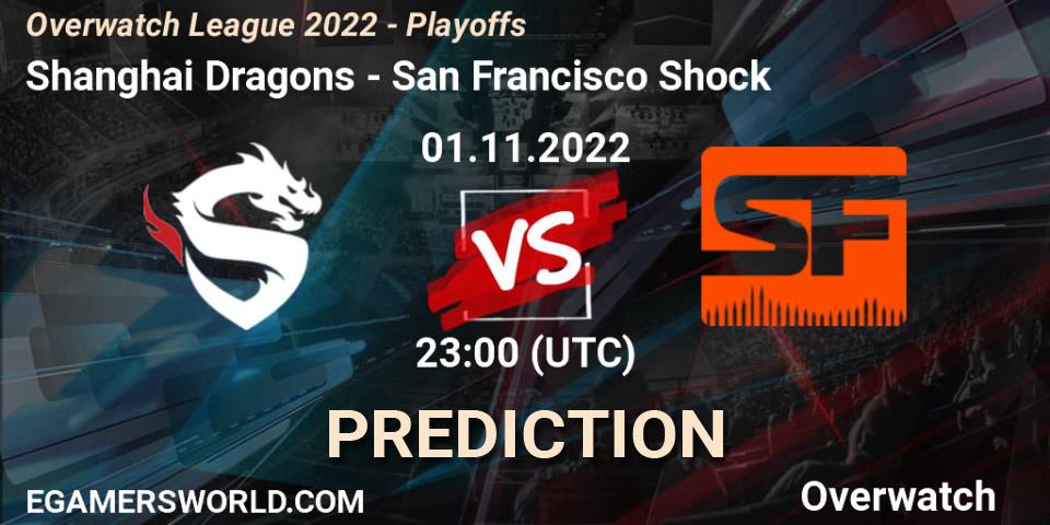 Shanghai Dragons contre San Francisco Shock : prédiction de match. 01.11.2022 at 23:30. Overwatch, Overwatch League 2022 - Playoffs