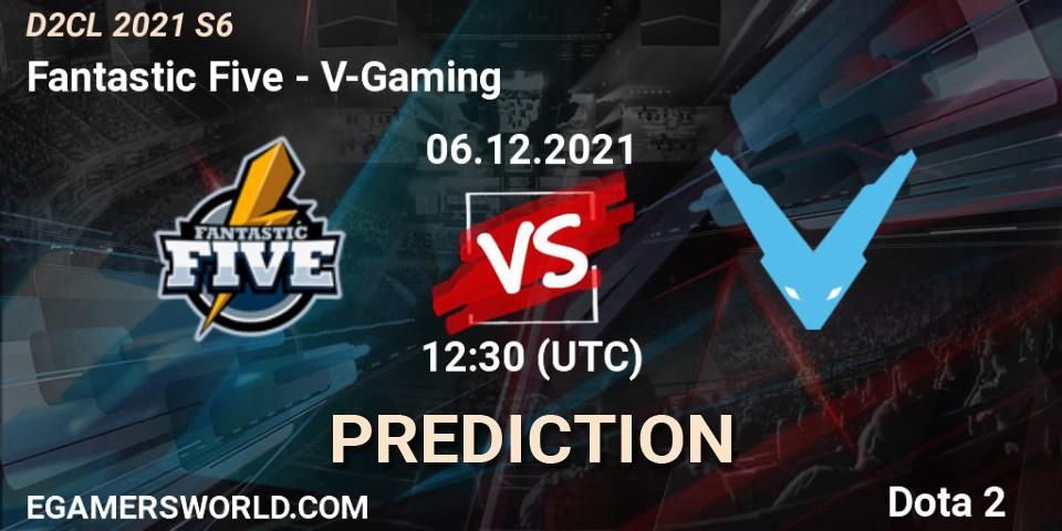 Fantastic Five contre V-Gaming : prédiction de match. 06.12.2021 at 12:00. Dota 2, Dota 2 Champions League 2021 Season 6