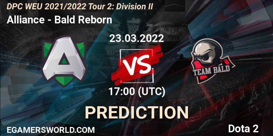 Alliance contre Bald Reborn : prédiction de match. 23.03.2022 at 16:55. Dota 2, DPC 2021/2022 Tour 2: WEU Division II (Lower) - DreamLeague Season 17