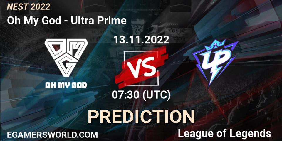Oh My God contre Ultra Prime : prédiction de match. 13.11.2022 at 08:00. LoL, NEST 2022