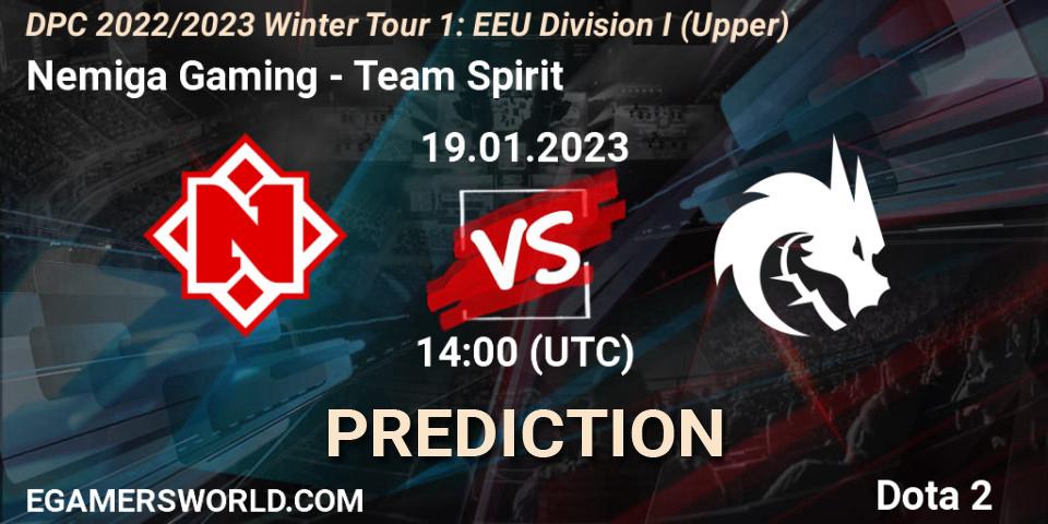 Nemiga Gaming contre Team Spirit : prédiction de match. 19.01.23. Dota 2, DPC 2022/2023 Winter Tour 1: EEU Division I (Upper)