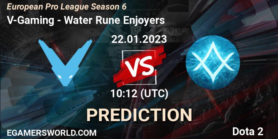 V-Gaming contre Water Rune Enjoyers : prédiction de match. 22.01.23. Dota 2, European Pro League Season 6