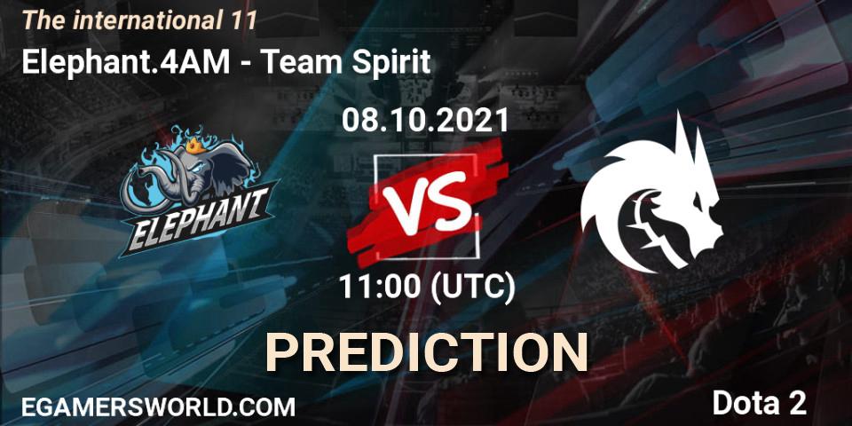 Elephant.4AM contre Team Spirit : prédiction de match. 08.10.2021 at 12:02. Dota 2, The Internationa 2021