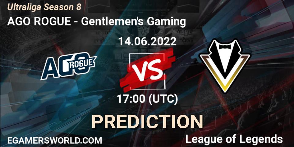 AGO ROGUE contre Gentlemen's Gaming : prédiction de match. 14.06.2022 at 17:00. LoL, Ultraliga Season 8