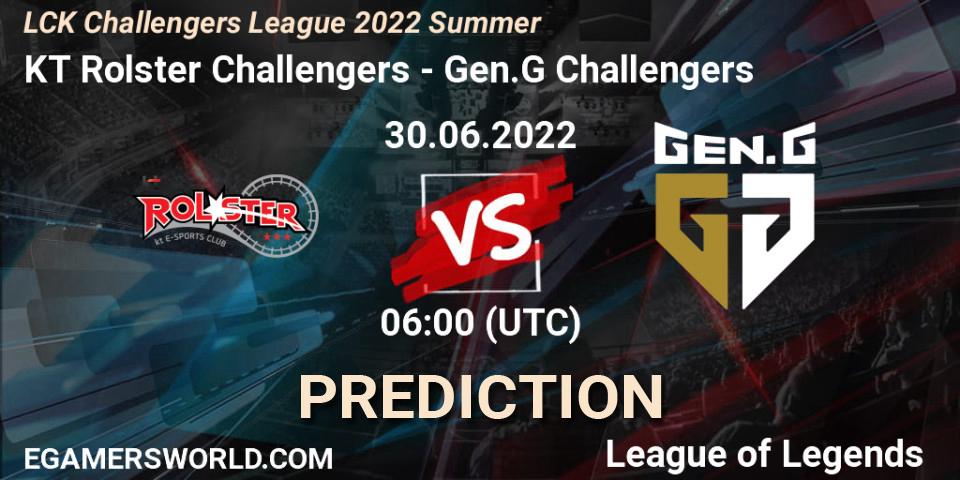 KT Rolster Challengers contre Gen.G Challengers : prédiction de match. 30.06.22. LoL, LCK Challengers League 2022 Summer