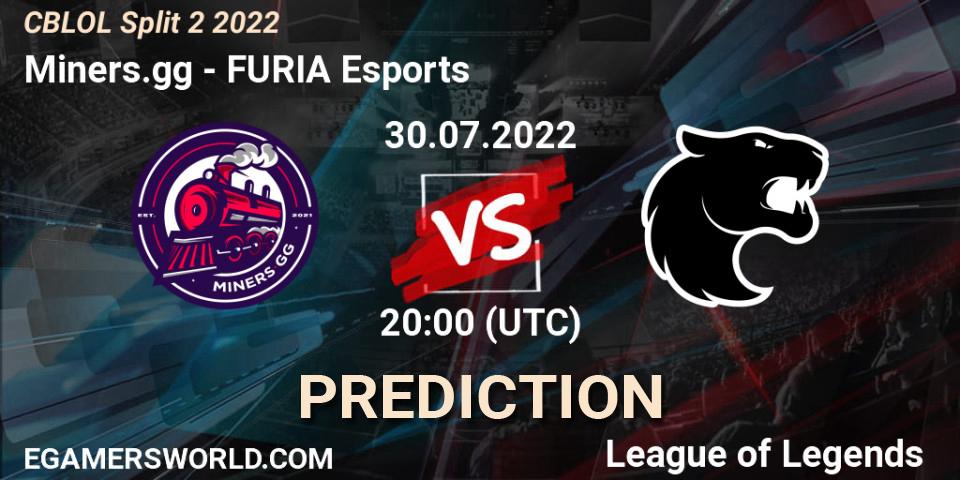 Miners.gg contre FURIA Esports : prédiction de match. 30.07.2022 at 20:15. LoL, CBLOL Split 2 2022