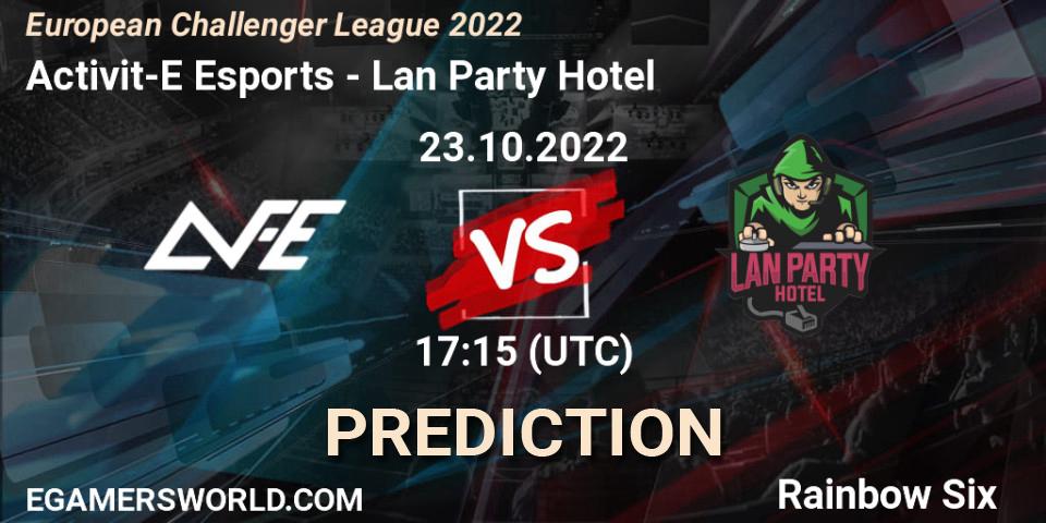 Activit-E Esports contre Lan Party Hotel : prédiction de match. 23.10.2022 at 17:15. Rainbow Six, European Challenger League 2022
