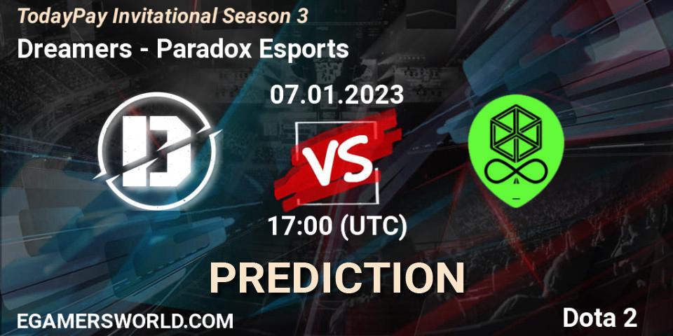 Dreamers contre Paradox Esports : prédiction de match. 07.01.2023 at 17:08. Dota 2, TodayPay Invitational Season 3