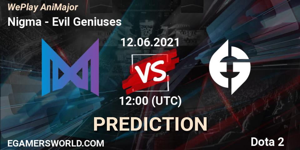 Nigma contre Evil Geniuses : prédiction de match. 12.06.2021 at 09:01. Dota 2, WePlay AniMajor 2021