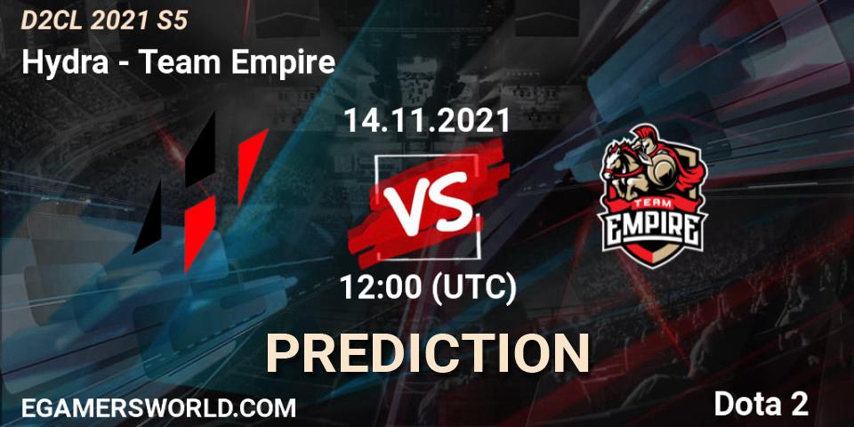 Hydra contre Team Empire : prédiction de match. 14.11.2021 at 12:04. Dota 2, Dota 2 Champions League 2021 Season 5