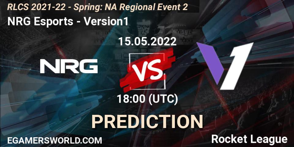 NRG Esports contre Version1 : prédiction de match. 15.05.2022 at 18:00. Rocket League, RLCS 2021-22 - Spring: NA Regional Event 2