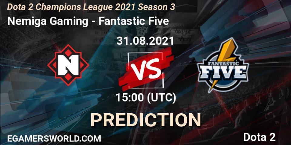 Nemiga Gaming contre Fantastic Five : prédiction de match. 31.08.2021 at 15:18. Dota 2, Dota 2 Champions League 2021 Season 3