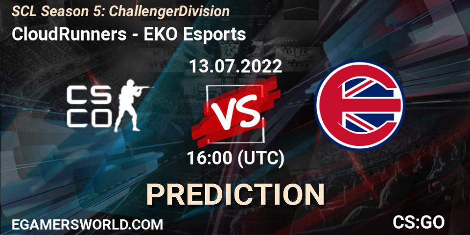 CloudRunners contre EKO Esports : prédiction de match. 13.07.2022 at 16:00. Counter-Strike (CS2), SCL Season 5: Challenger Division