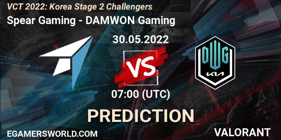 Spear Gaming contre DAMWON Gaming : prédiction de match. 30.05.2022 at 07:00. VALORANT, VCT 2022: Korea Stage 2 Challengers