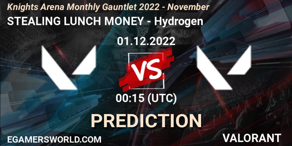 STEALING LUNCH MONEY contre Hydrogen : prédiction de match. 01.12.22. VALORANT, Knights Arena Monthly Gauntlet 2022 - November
