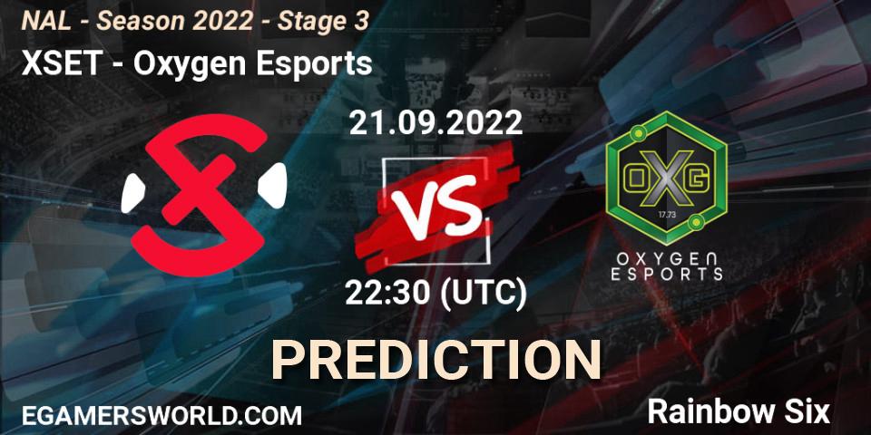 XSET contre Oxygen Esports : prédiction de match. 21.09.2022 at 22:30. Rainbow Six, NAL - Season 2022 - Stage 3