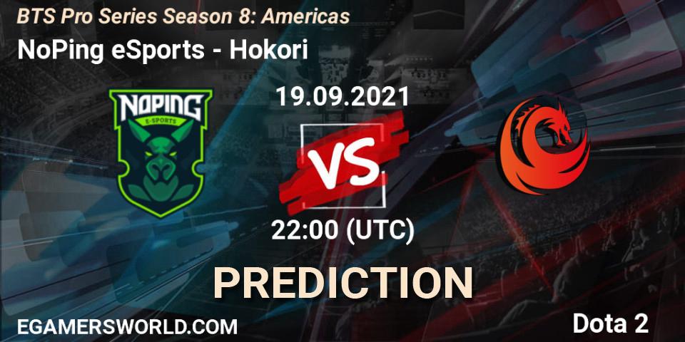 NoPing eSports contre Hokori : prédiction de match. 19.09.2021 at 21:40. Dota 2, BTS Pro Series Season 8: Americas
