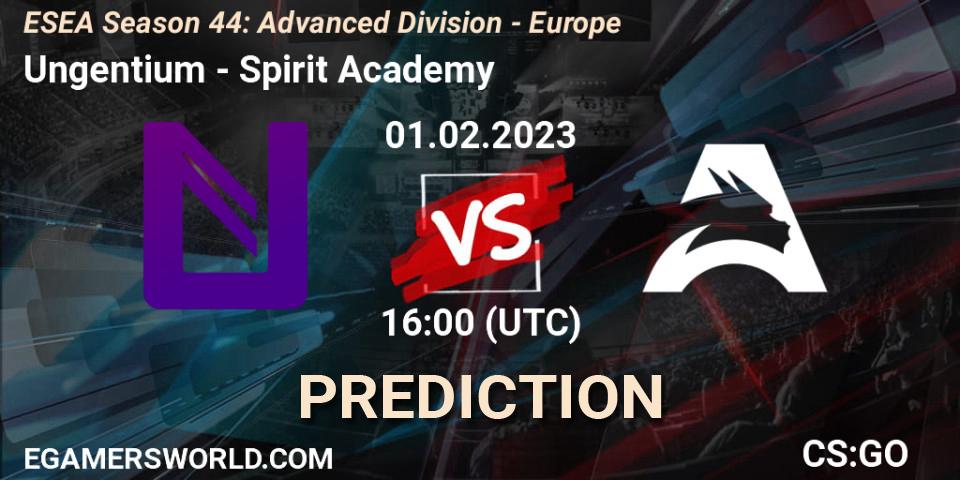 Ungentium contre Spirit Academy : prédiction de match. 01.02.23. CS2 (CS:GO), ESEA Season 44: Advanced Division - Europe