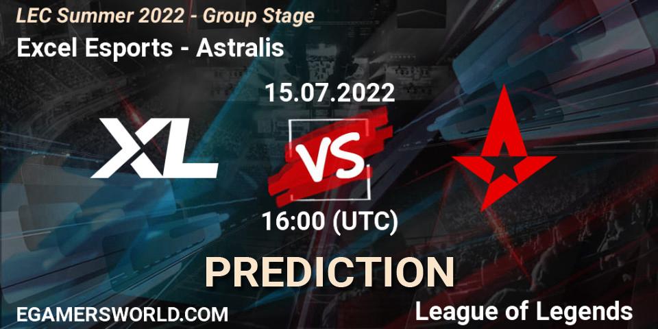 Excel Esports contre Astralis : prédiction de match. 15.07.2022 at 16:00. LoL, LEC Summer 2022 - Group Stage