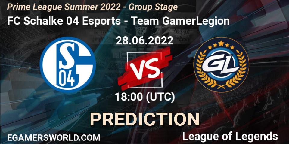 FC Schalke 04 Esports contre Team GamerLegion : prédiction de match. 28.06.22. LoL, Prime League Summer 2022 - Group Stage