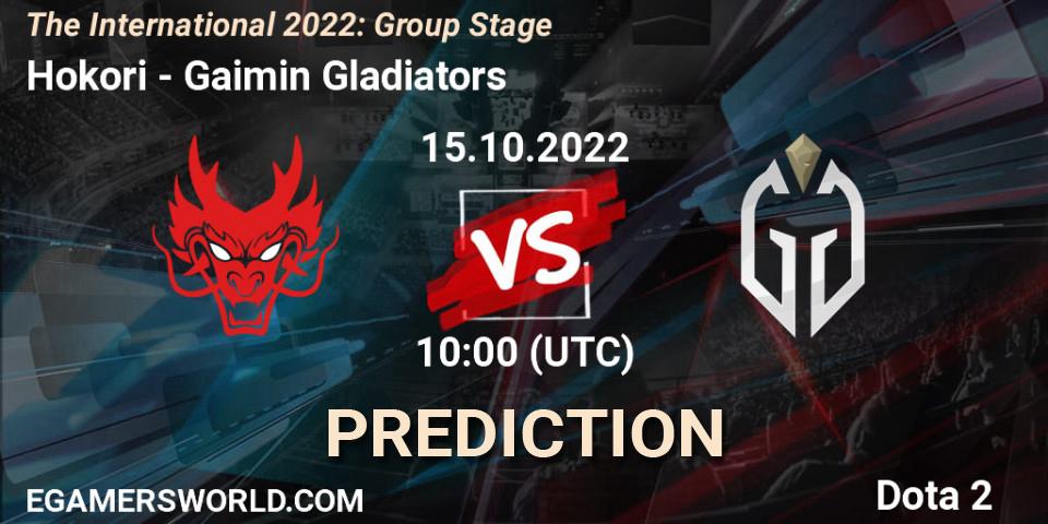 Hokori contre Gaimin Gladiators : prédiction de match. 15.10.2022 at 12:28. Dota 2, The International 2022: Group Stage