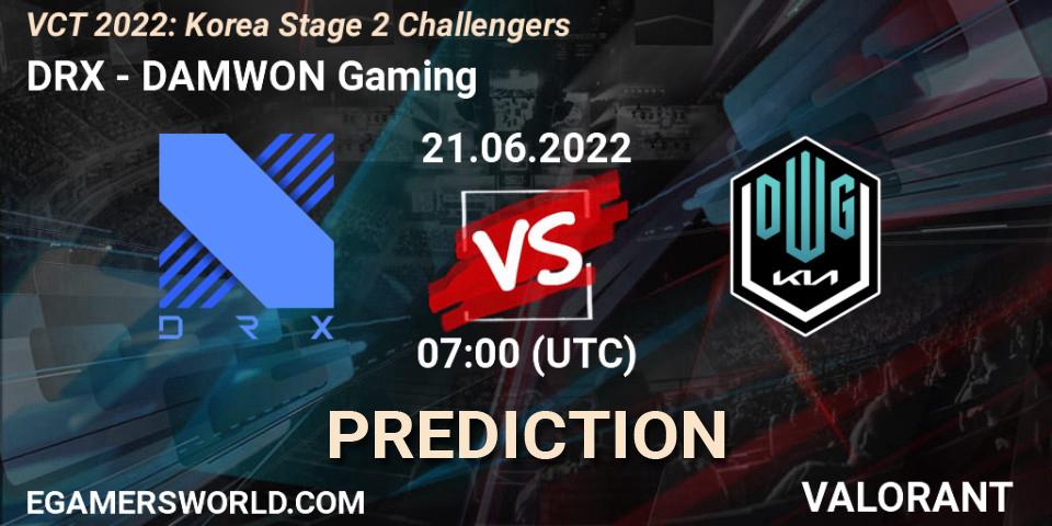DRX contre DAMWON Gaming : prédiction de match. 21.06.2022 at 07:00. VALORANT, VCT 2022: Korea Stage 2 Challengers