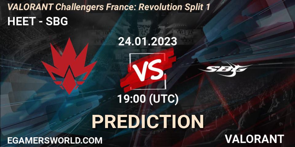 HEET contre SBG : prédiction de match. 24.01.2023 at 19:10. VALORANT, VALORANT Challengers 2023 France: Revolution Split 1