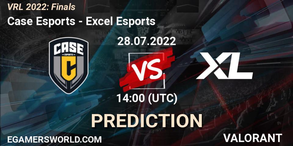 Case Esports contre Excel Esports : prédiction de match. 28.07.2022 at 14:00. VALORANT, VRL 2022: Finals