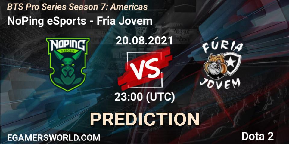 NoPing eSports contre Fúria Jovem : prédiction de match. 20.08.2021 at 22:35. Dota 2, BTS Pro Series Season 7: Americas