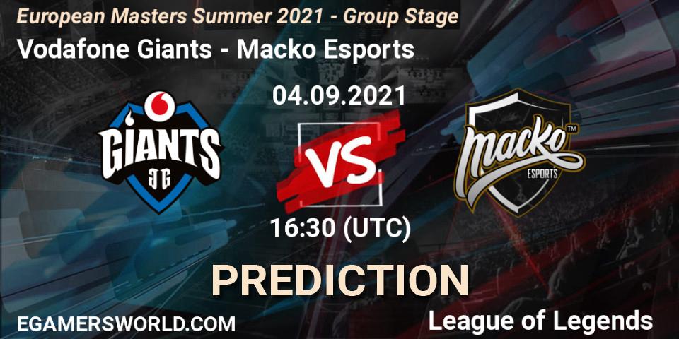 Vodafone Giants contre Macko Esports : prédiction de match. 04.09.2021 at 16:30. LoL, European Masters Summer 2021 - Group Stage