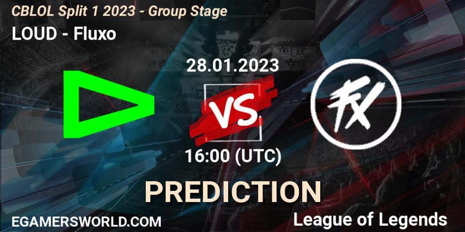 LOUD contre Fluxo : prédiction de match. 28.01.23. LoL, CBLOL Split 1 2023 - Group Stage