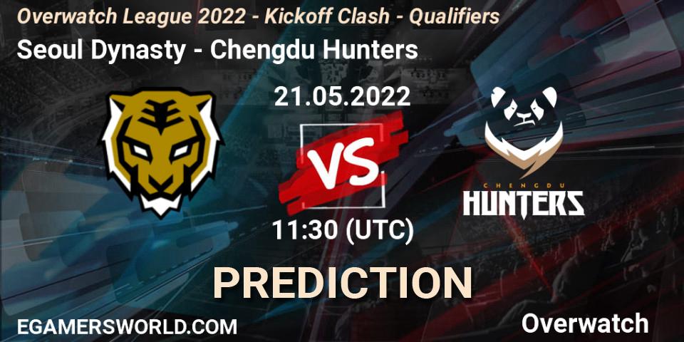 Seoul Dynasty contre Chengdu Hunters : prédiction de match. 22.05.2022 at 11:10. Overwatch, Overwatch League 2022 - Kickoff Clash - Qualifiers