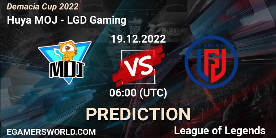 Huya MOJ contre LGD Gaming : prédiction de match. 19.12.2022 at 06:00. LoL, Demacia Cup 2022