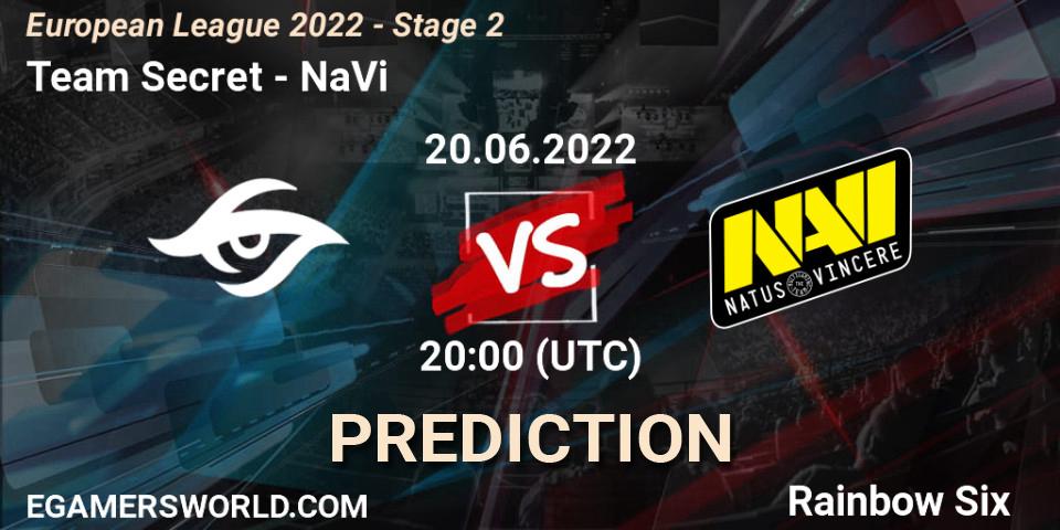 Team Secret contre NaVi : prédiction de match. 20.06.2022 at 20:00. Rainbow Six, European League 2022 - Stage 2