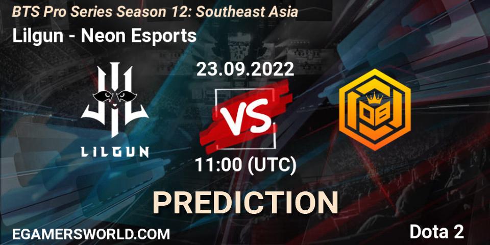 Lilgun contre Neon Esports : prédiction de match. 23.09.22. Dota 2, BTS Pro Series Season 12: Southeast Asia