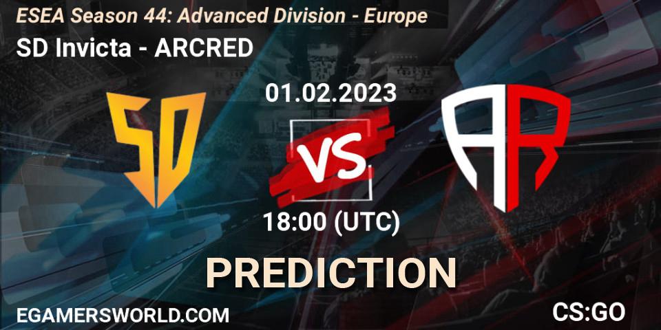 SD Invicta contre ARCRED : prédiction de match. 01.02.23. CS2 (CS:GO), ESEA Season 44: Advanced Division - Europe