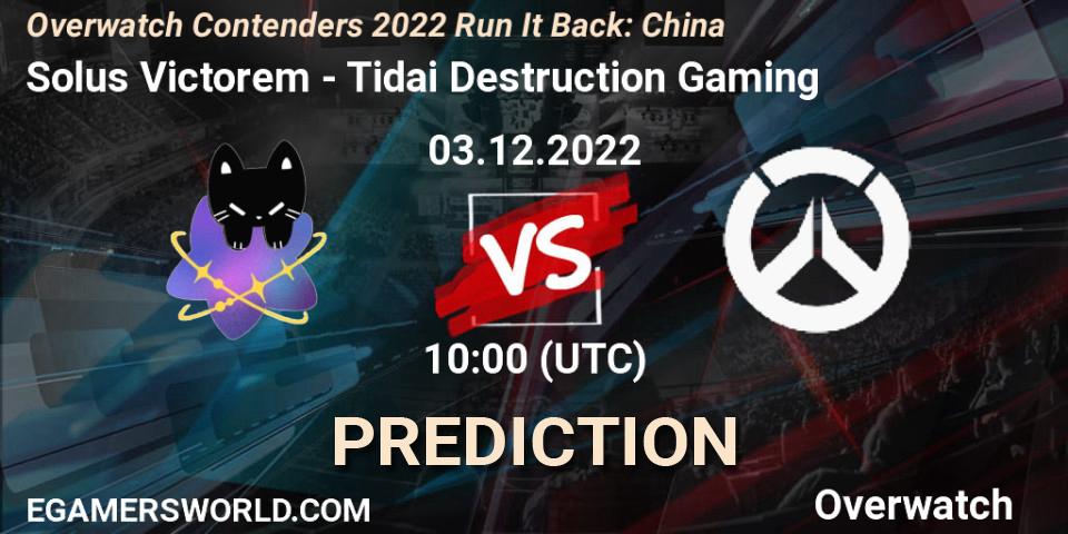 Solus Victorem contre Tidai Destruction Gaming : prédiction de match. 03.12.22. Overwatch, Overwatch Contenders 2022 Run It Back: China