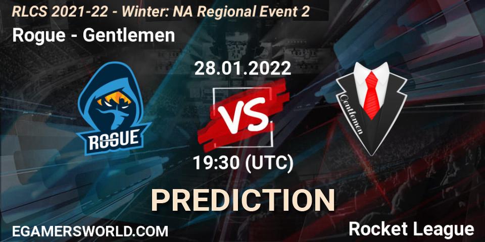 Rogue contre Gentlemen : prédiction de match. 28.01.2022 at 19:30. Rocket League, RLCS 2021-22 - Winter: NA Regional Event 2