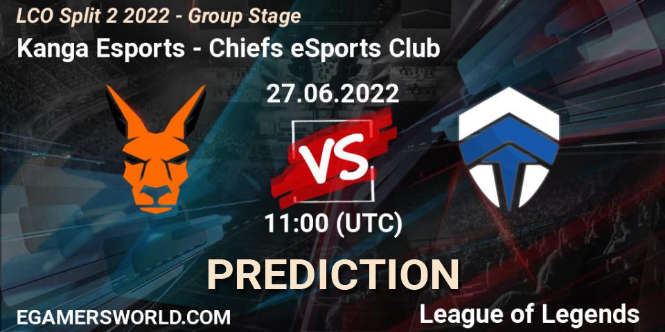 Kanga Esports contre Chiefs eSports Club : prédiction de match. 27.06.22. LoL, LCO Split 2 2022 - Group Stage