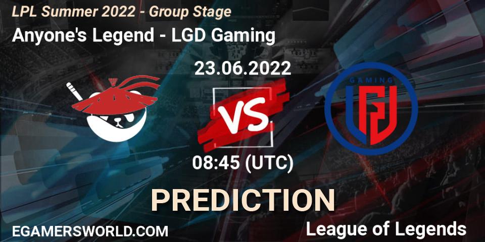 Anyone's Legend contre LGD Gaming : prédiction de match. 23.06.22. LoL, LPL Summer 2022 - Group Stage