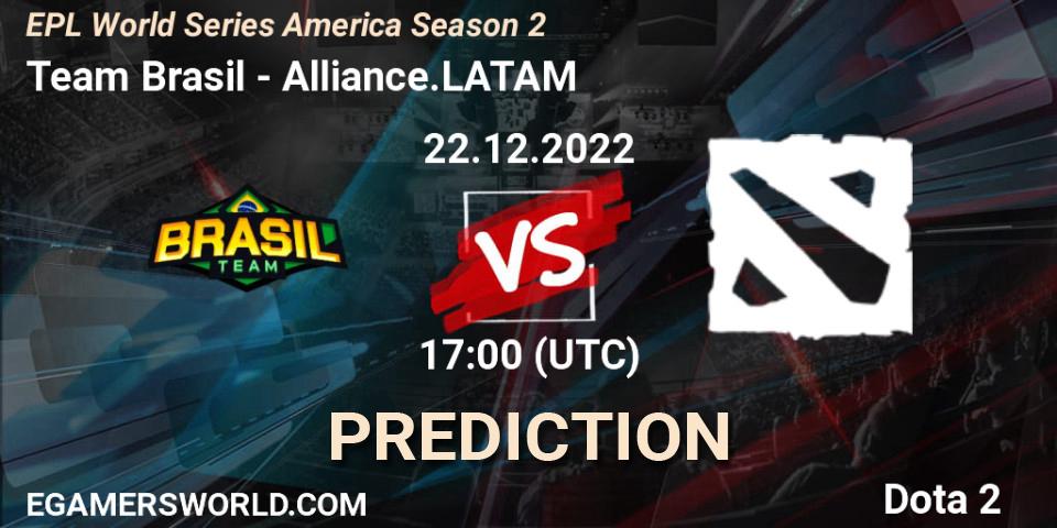 Team Brasil contre Alliance.LATAM : prédiction de match. 22.12.2022 at 17:01. Dota 2, EPL World Series America Season 2
