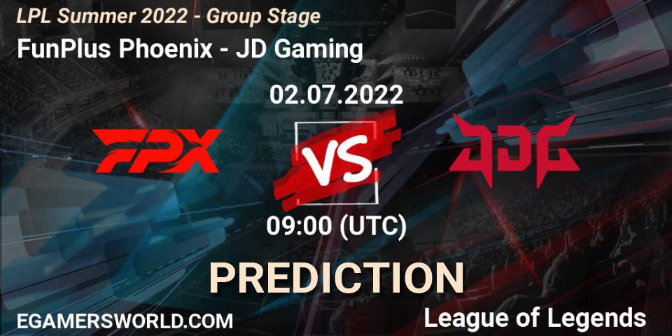 FunPlus Phoenix contre JD Gaming : prédiction de match. 02.07.22. LoL, LPL Summer 2022 - Group Stage